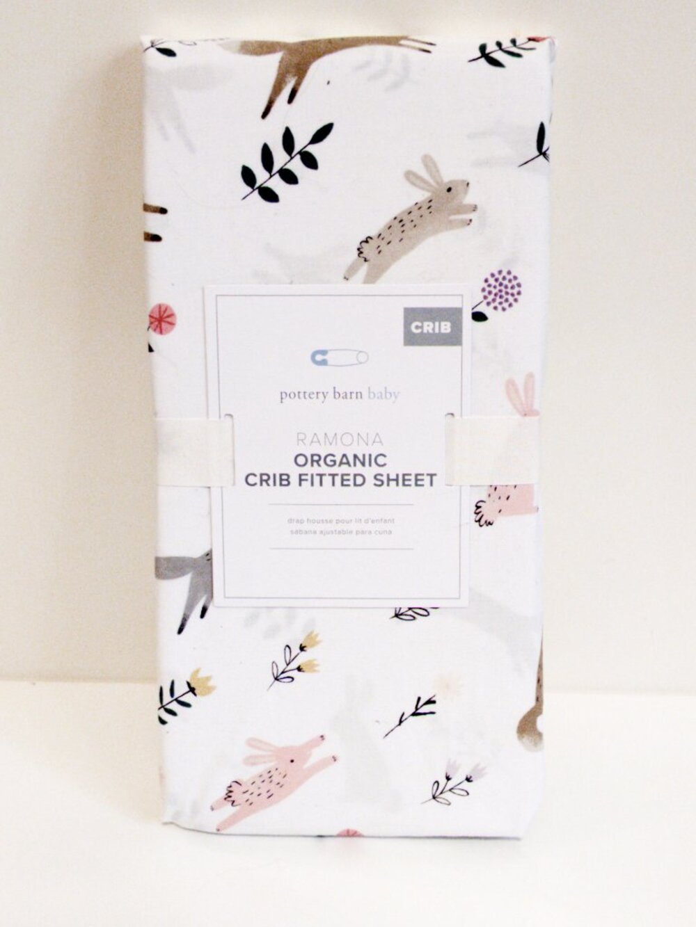 NWT Pottery Barn Baby Ramona Organic Crib Fitted Sheet Woodland Bunny Floral
